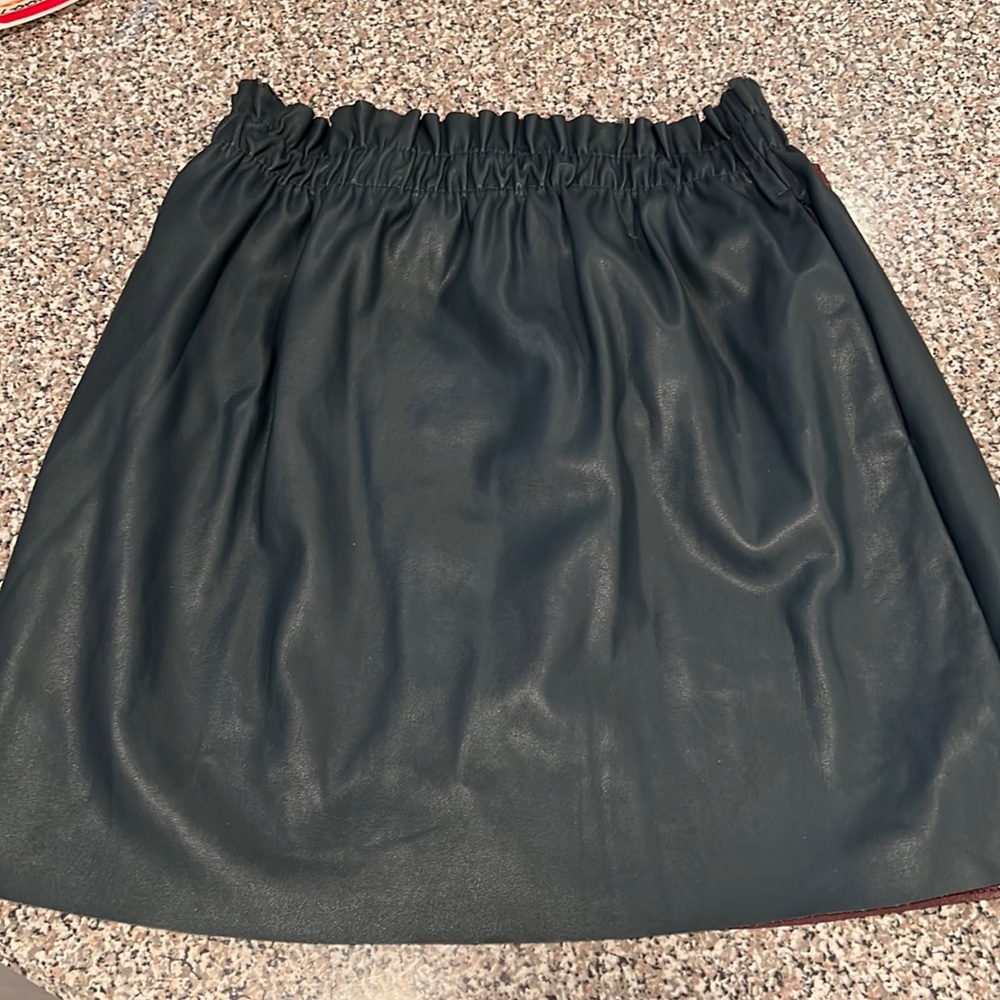 Zara green leather skirt